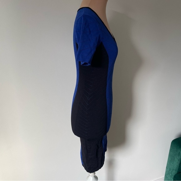 TORN BY RONNY KOBO Blue Black Color Block Knit Caterina Tyra Banks Dress NWT XS - Picture 8 of 12